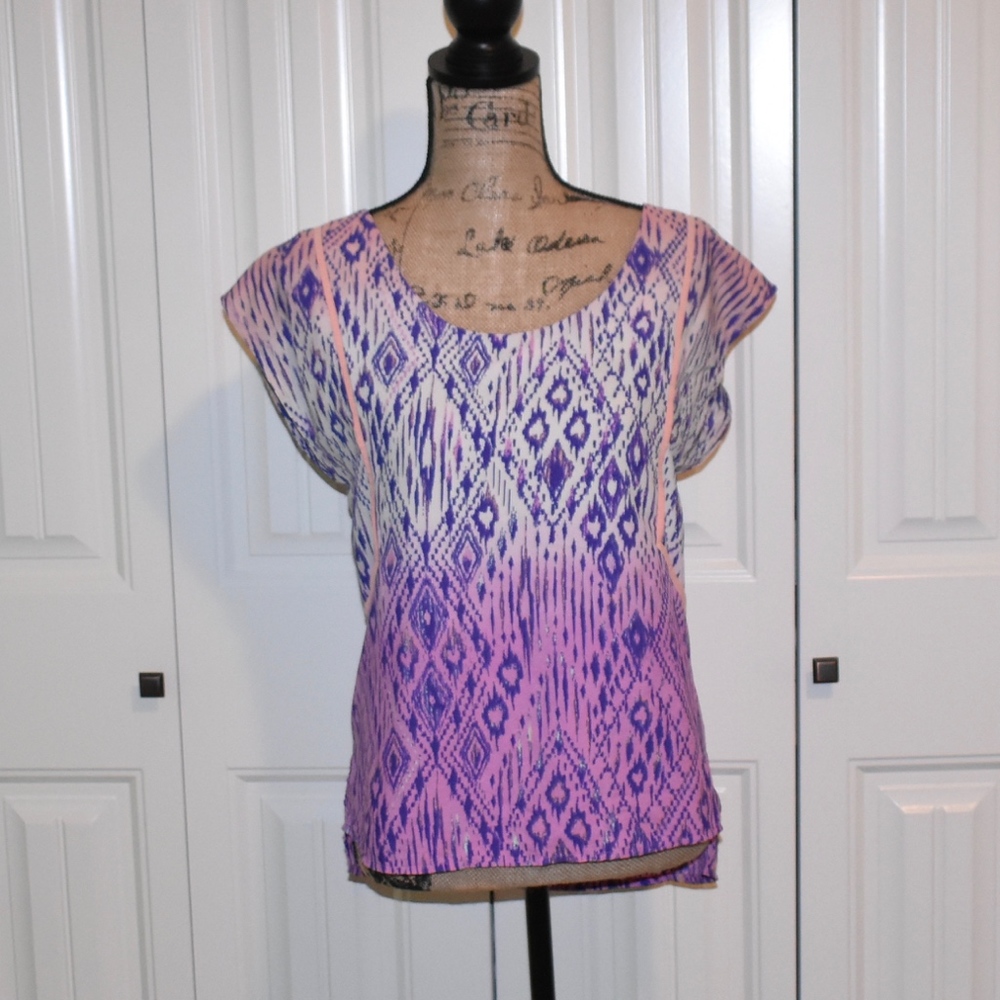 Pink Violet Sexy Back Top Size S